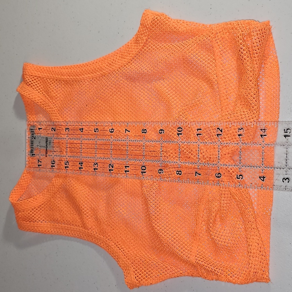 Forever 21 orange fishnet crop top knot waist NWOT Size S Swim coverup - Picture 8 of 9
